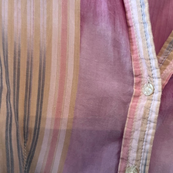 Gap Short Sleeve Pastel Button Blouse With Tie - Picture 4 of 7